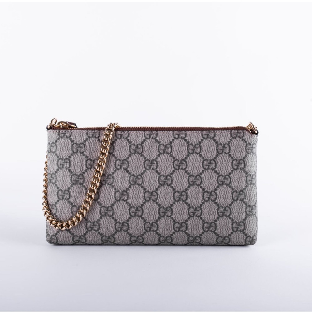 Gucci Gray Monogram supreme wrist wallet